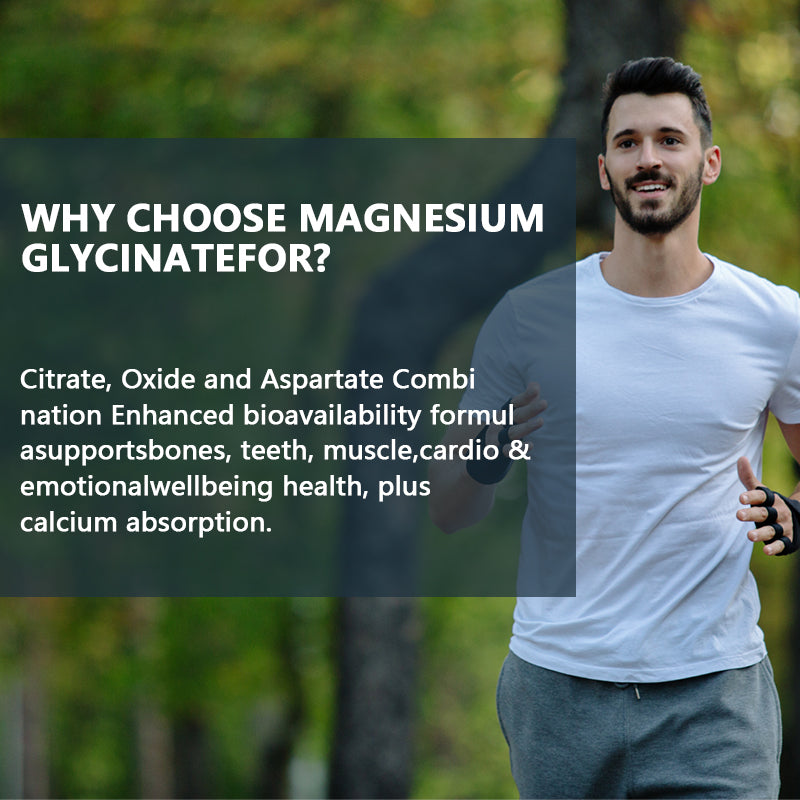 Magnesium Glycinate Capsules 500mg Support Bone Immune System Heart Health Mineral Supplement Help Natural Sleep