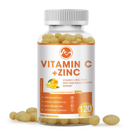 Vitamin C 1000mg Capsule With Zinc 20mg Immune Support, Energy Supplement Promote Hair, Skin, Nails & Joint Health Antioxidant