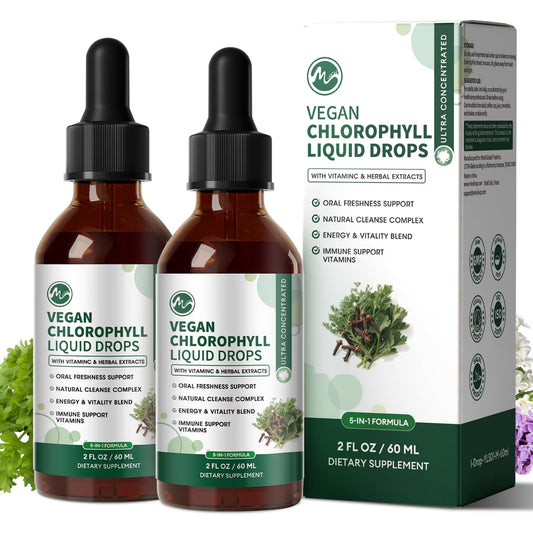 Chlorophyll Liquid Drops with Copper, Chlorophyll Supplement, Detox & Immune Support,Antioxidant & Digestion Support,2 fl oz(2 Pack)