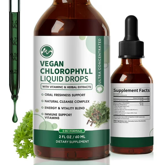 Chlorophyll Liquid Drops, with Copper for High Absorption Detox & Immune Support, Internal Deodorizer & Skin Health Supplement,2 fl oz