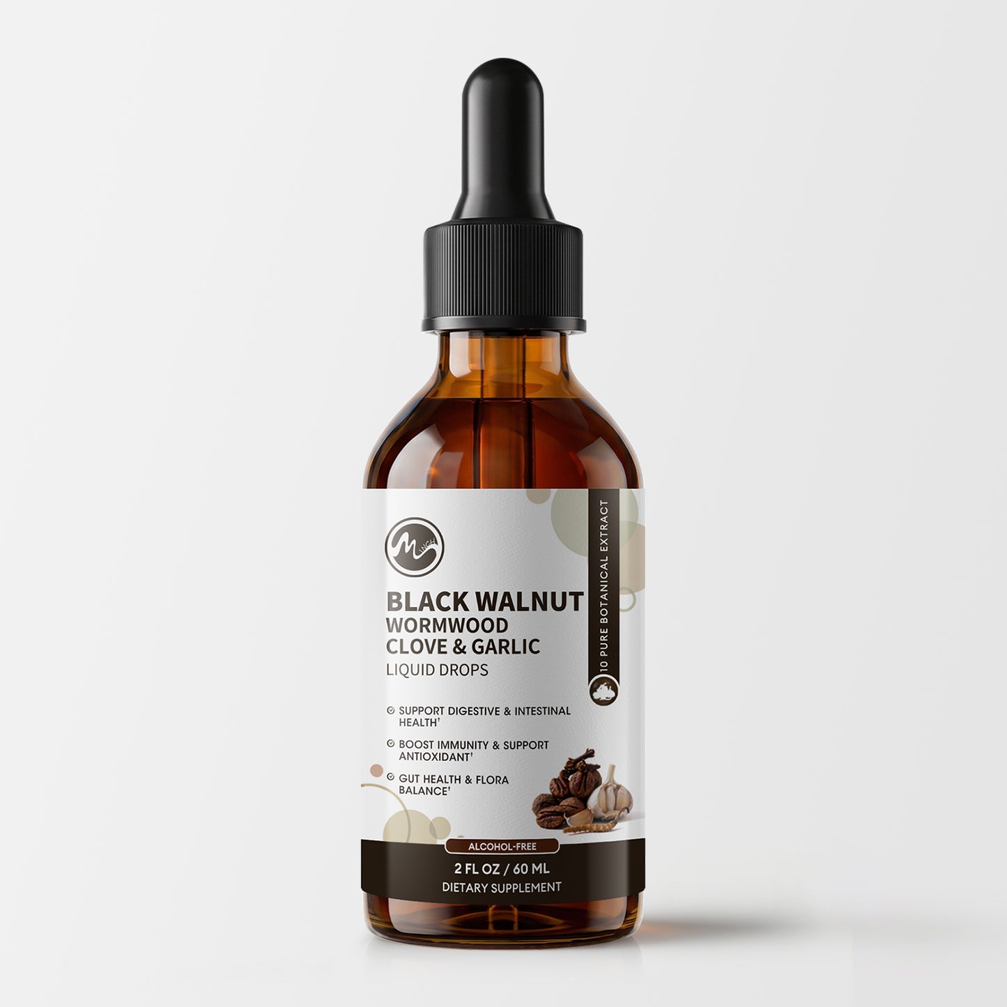 Minch Black Walnut Wormwood Tincture with Oregano, Garlic & Berberine for Rapid Gut Cleanse & Digestive Health (98% Absorption)