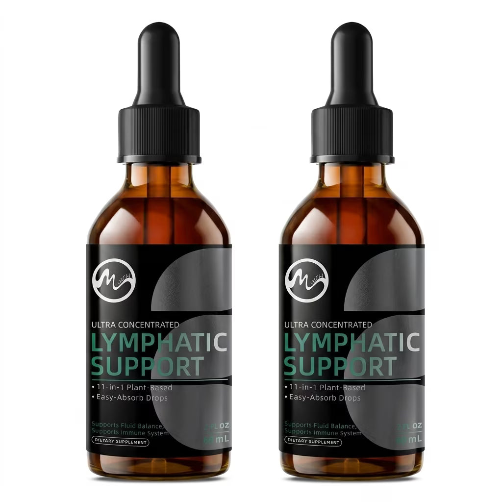 Lymphatic Drainage Drops,11-in-1 Lymphatic Detox Support,Vegan Supplement with Echinacea, Elderberry,Red Clover, Burdock Root, Cleavers Herb,2FL oz(2 Pack)