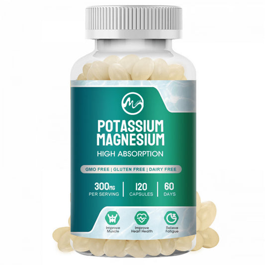 Potassium Magnesium (Citrate) Capsule Supplement, Muscle, Heart & Hydration Support,120 Capsules