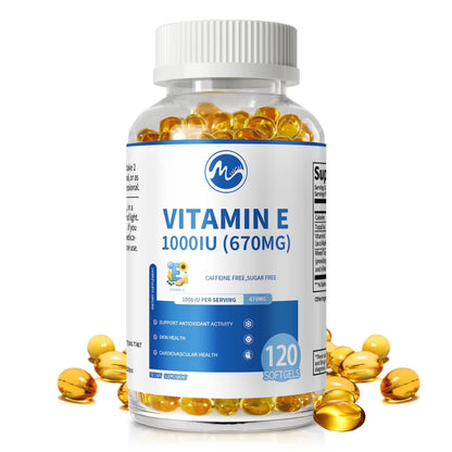 Vitamin E 670 mg (1000 IU) dl-Alpha Softgels, 120 Count for Antioxidant Support, Health & Immune System