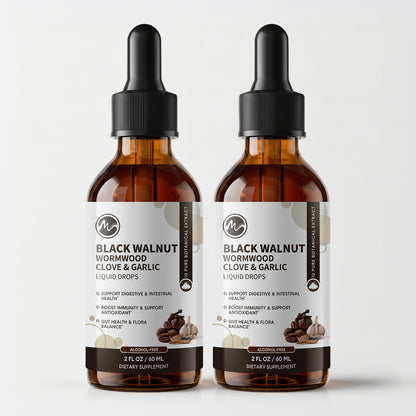 (2 Pack)Black Walnut Wormwood Liquid Extract with Dropper, Herbal Supplement, Rapid Gut Cleanse & Digestive Health, 2 fl oz