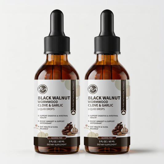 (2 Pack)Black Walnut Wormwood Liquid Extract with Dropper, Herbal Supplement, Rapid Gut Cleanse & Digestive Health, 2 fl oz