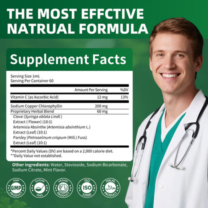 Chlorophyll Liquid Drops with Copper, Chlorophyll Supplement, Detox & Immune Support,Antioxidant & Digestion Support,2 fl oz(2 Pack)