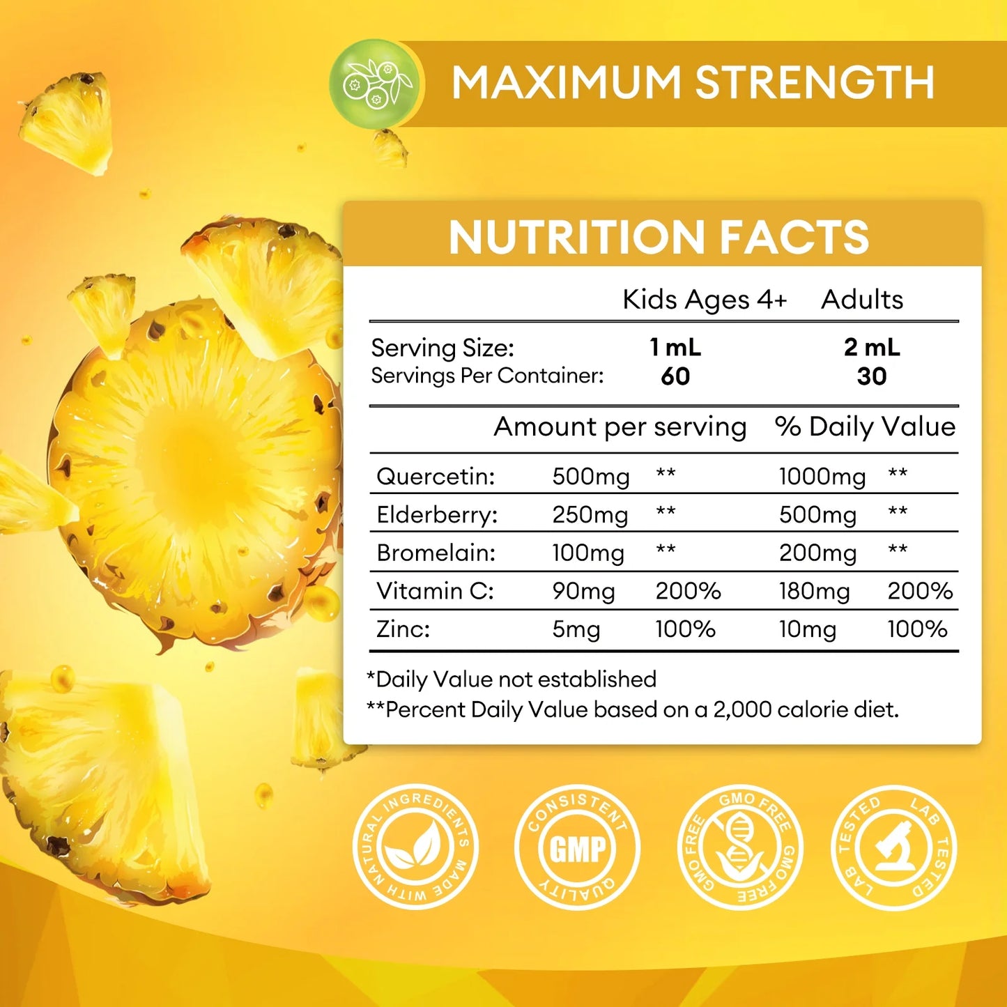 Quercetin Liquid Drops, Quercetin Supplements, Quercetin with Bromelain Elderberry Vitamin for Immunity Health Respiratory Health Skin Care, 2 Fl oz