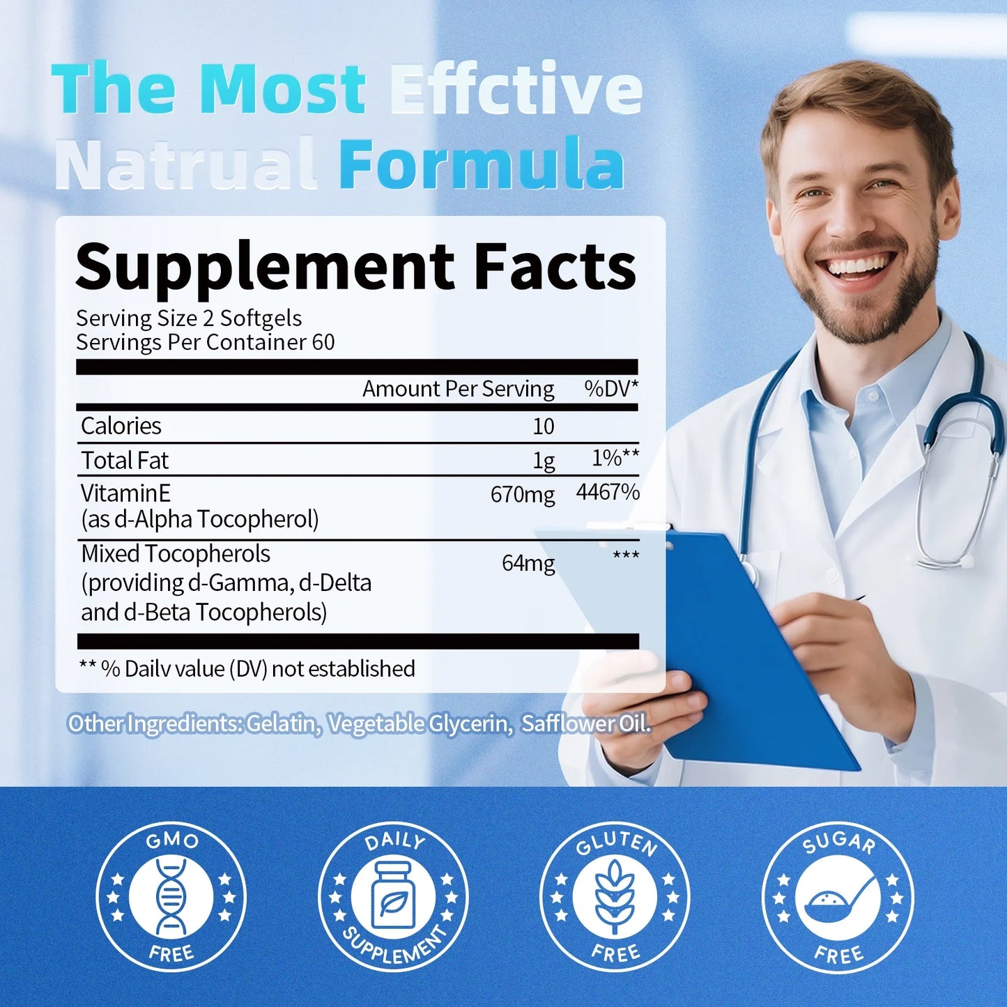 Vitamin E 670 mg (1000 IU) dl-Alpha Softgels, 120 Count for Antioxidant Support, Health & Immune System