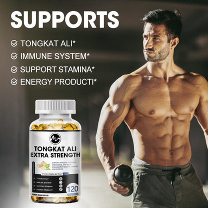 Tongkat Ali 200mg Capsule with Ashwagandha Root 100mg Support Energy, Drive and Reproductive Health for Men and Women