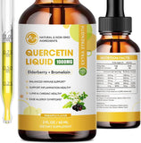 Quercetin Liquid Drops - Quercetin Supplements 1000mg - 4X Stronger Than Pills & Capsules - 5 in 1 Quercetin with Bromelain Elderberry Vitamin for Immunity Health Respiratory Health Skin Care- 2 Fl Oz