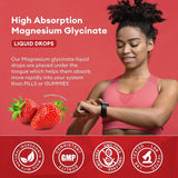 2 Packs-Strawberry Flavor-Magnesium Glycinate Supplement, Liquid Drops with Magnesium Glycinate 1000mg, Fiber 500mg, Bromelain, Vitamin B,C,D - Promotes Nerve, Bowel, Relaxation Function