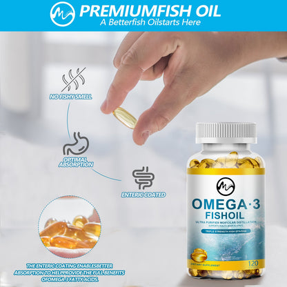 Minch Deep Sea Fish Oil Capsule Triple Strength Omega3 Support Heart & Brain Healthy Immune Improve Immunity