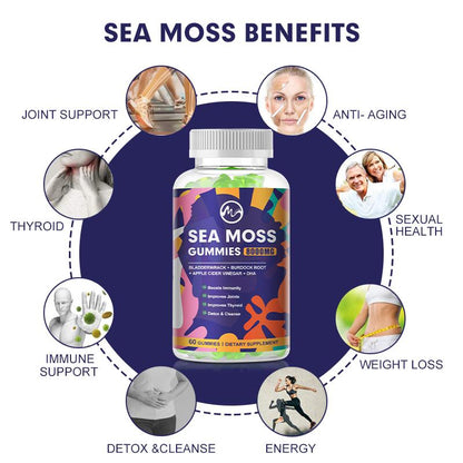 Naturals Sea Moss Gummies - Natural Irish Sea Moss and Bladderwrack with Burdock Gummy