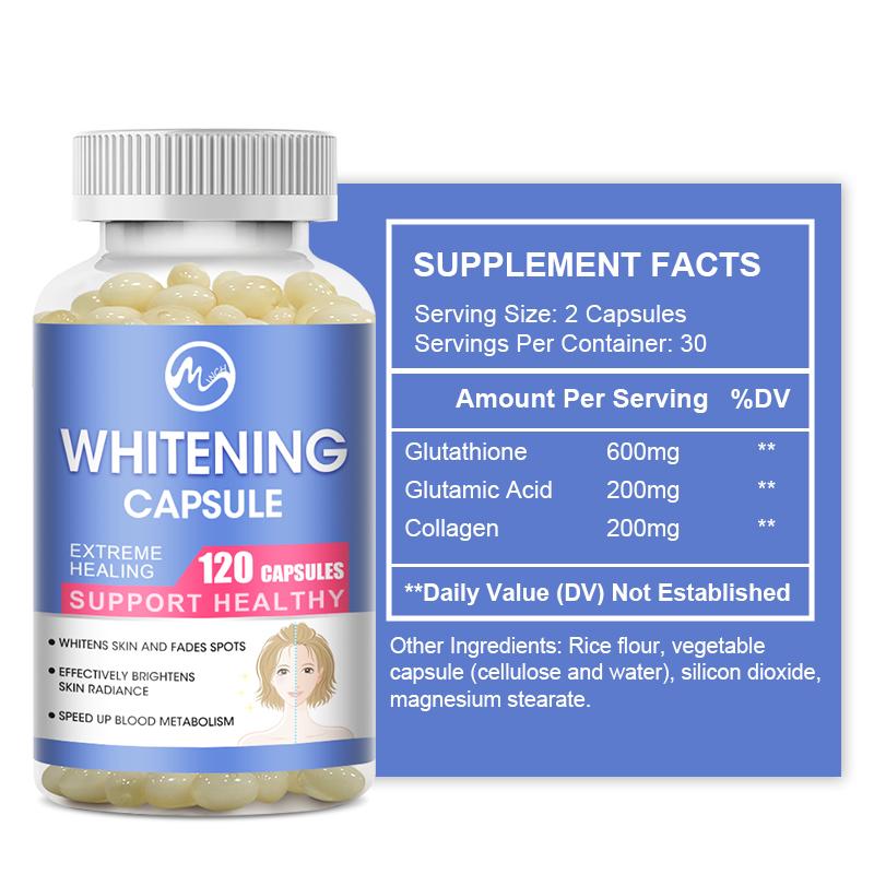 Minch Whitening Capsules Glutathione Softgels Effective Skin Lightening Supplement Dark Spots Melasma Acne Scar Remover Hyperpigmentation Treatment Anti-Aging Antioxidant