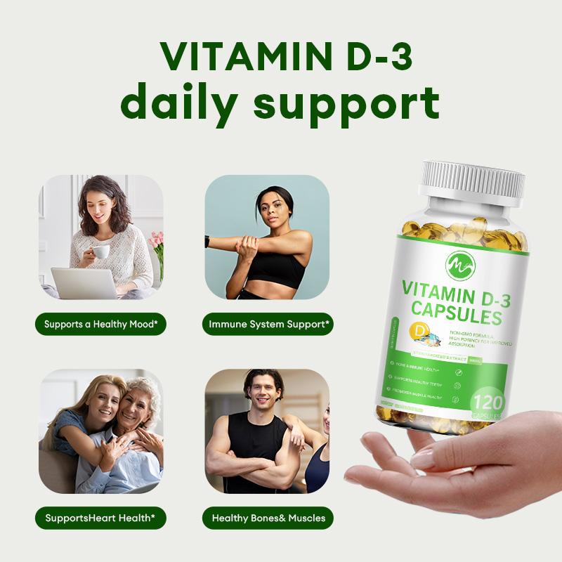 Minch Vitamin D3 Capsules Support Joint Bone Nail and Immune Health Bone Formation Height Growth Cardiovascular Health