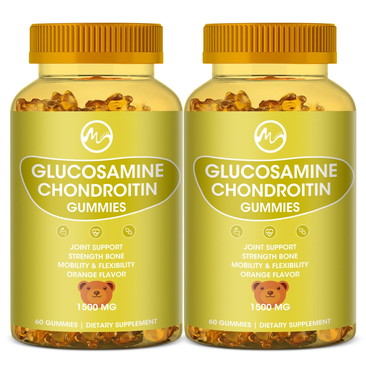 （2 Pack ） Glucosamine Chondroitin Gummies with MSM - 1500mg Extra Strength for Joint Support, Antioxidant Immune Support - for Adults, Men & Women