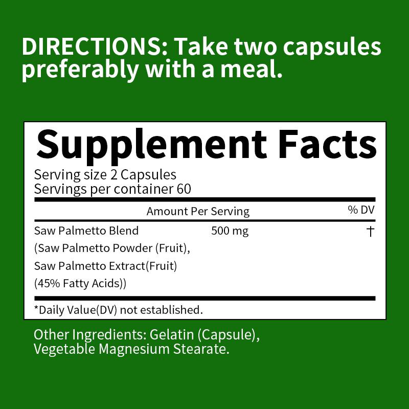 Saw Palmetto Capsules Supplement for Men's Health