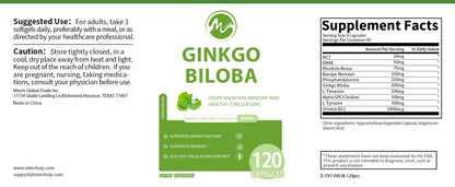 200mg Ginkgo BiloBa Extract 120 Capsules for Memory Supports