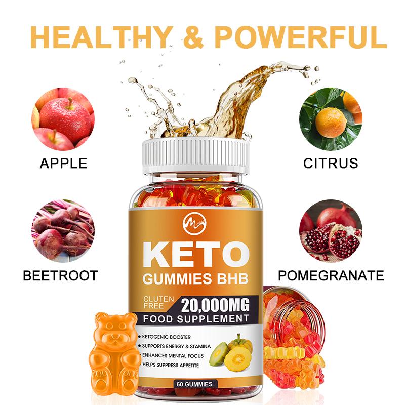 Minch 60Pcs Keto Gummies Ketone Fat Burner Bear Gummy With Apple Vinegar Cider Ketogenic Weight Loss Products For Men & Women