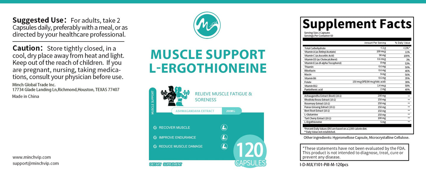 M inch L-ergothioneine 5mg Capsules Muscle Support