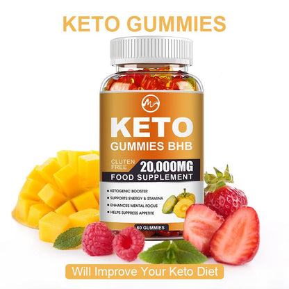 Minch 60Pcs Keto Gummies Ketone Fat Burner Bear Gummy With Apple Vinegar Cider Ketogenic Weight Loss Products For Men & Women