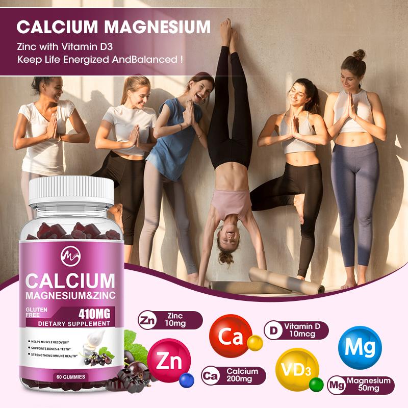 Calcium Magnesium Zinc & Vitamin D3 Gummies for Immune System, Bone, Nervous System Health Support Dietary Supplement