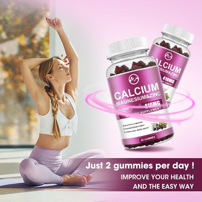 Calcium Magnesium Zinc & Vitamin D3 Gummies for Immune System, Bone, Nervous System Health Support Dietary Supplement