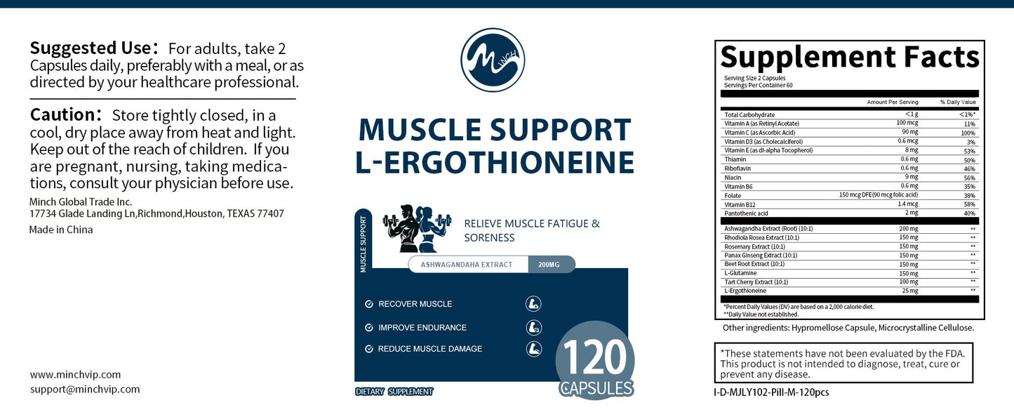 M inch Muscle Support L-ERGOTHIONEINE Capsules