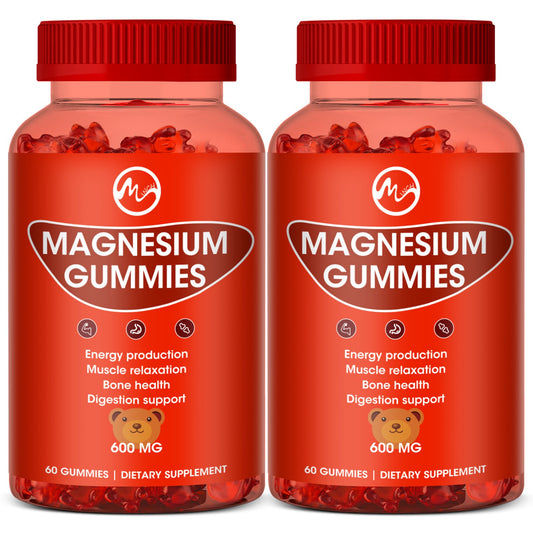 Magnesium Gummies 600mg High Strength - Fruity Flavors Gummy Bear, Healthy Mineral Supplements Promotes Muscle, Energy & Digestion