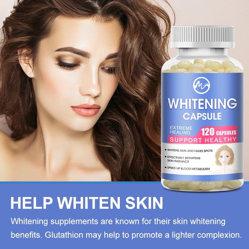 Minch Whitening Capsules Glutathione Softgels Effective Skin Lightening Supplement Dark Spots Melasma Acne Scar Remover Hyperpigmentation Treatment Anti-Aging Antioxidant