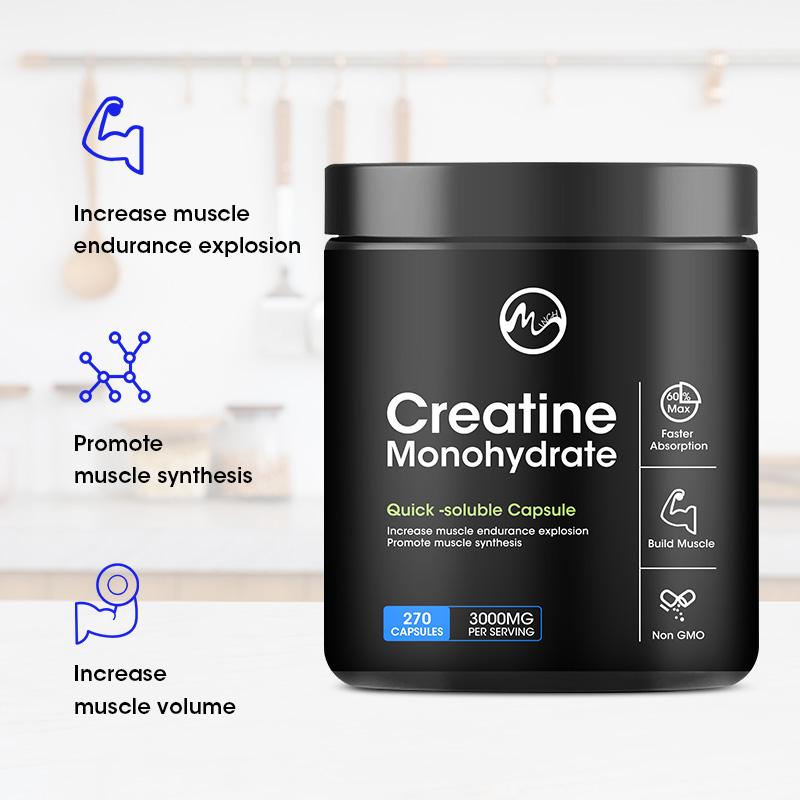 Creatine Monohydrate Capsules, Energy Performance Whey Proteins for Muscle Mass Workout Recovery  Men‘s Energy Supplement