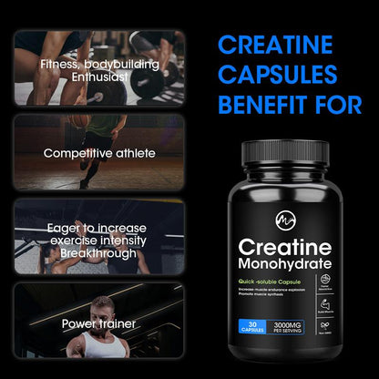 Creatine Monohydrate Capsules, Energy Performance Whey Proteins for Muscle Mass Workout Recovery  Men‘s Energy Supplement