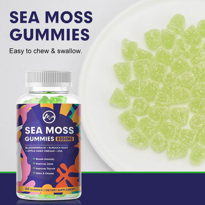 Naturals Sea Moss Gummies - Natural Irish Sea Moss and Bladderwrack with Burdock Gummy