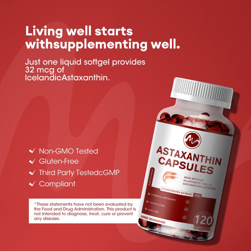 Minch Astaxanthin Capsules With Epa & Dha Supports Eye Cardiovascular Joint And Skin Health And Immunity Accelerates Metabolism