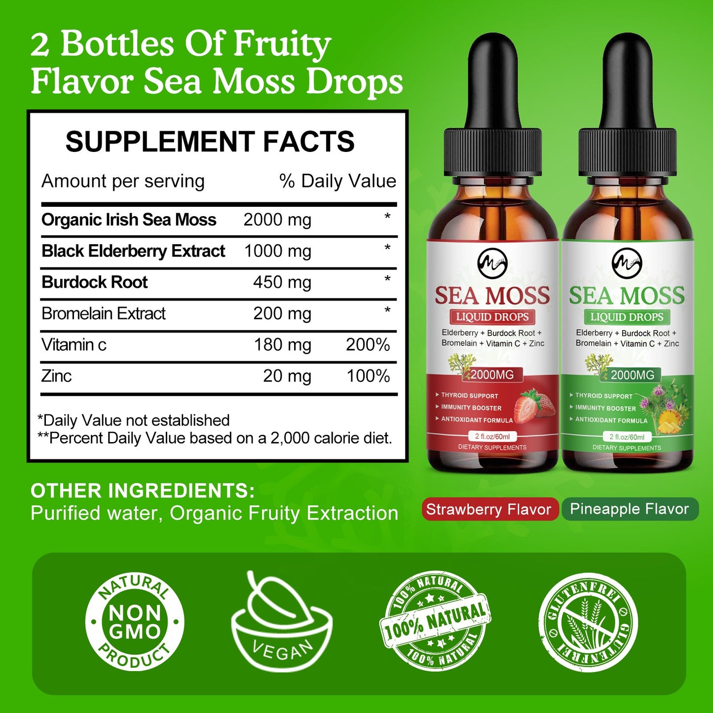 Sea Moss Liquid Drops Dietary Supplements 60ml