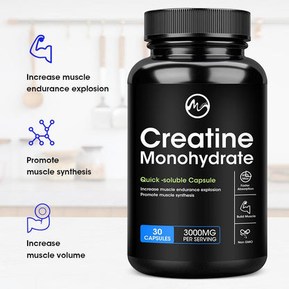 Creatine Monohydrate Capsules, Energy Performance Whey Proteins for Muscle Mass Workout Recovery  Men‘s Energy Supplement