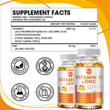 Vitamin C 1000mg Capsule With Zinc 20mg Immune Support, Energy Supplement Promote Hair, Skin, Nails & Joint Health Antioxidant