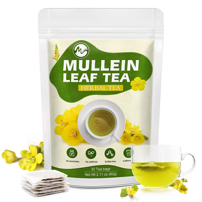 Mullein Leaf Tea - Organic Mullein Herbal Tea for Lungs Cleanse and Immune Support, Mullein Leaf Tea Bags, Caffeine Free - 30 Teabags