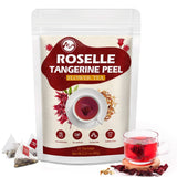 Organic Hibiscus Roselle Flower and Tangerine Peel Combination Flower Tea Bags for Quench Thirst & Promote Digestion - 20 Teabags