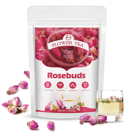 Natural Dried Rose Buds - Organic Edible Dried Rose Buds Flowers Tea for Drink, Cakes Decorating & Promote Metabolism - 1.7oz